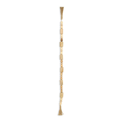 40" Brown Wood Beads And Rope Decorative Tassel HomeRoots