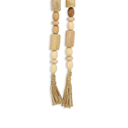 40" Brown Wood Beads And Rope Decorative Tassel HomeRoots