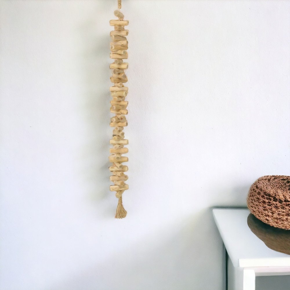 40" Brown Wood Rods And Rope Decorative Tassel HomeRoots
