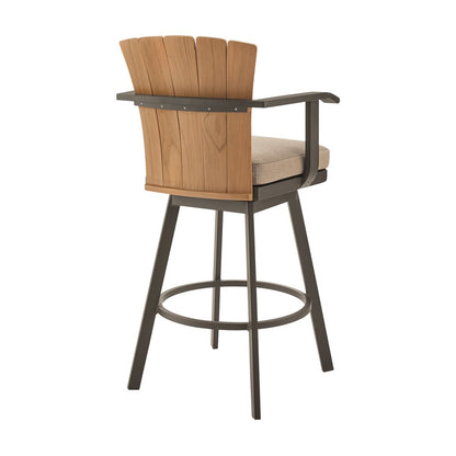 40" Brown Metal Swivel Outdoor Counter Height Bar chair with Footrest HomeRoots