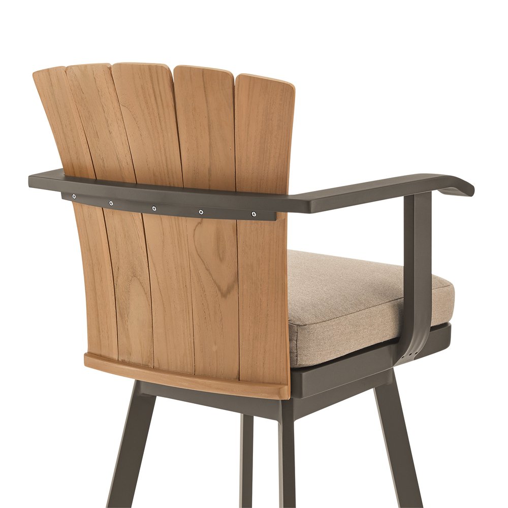 40" Brown Metal Swivel Outdoor Counter Height Bar chair with Footrest HomeRoots