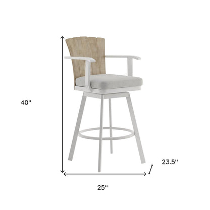 40" Gray Metal Swivel Outdoor Counter Height Bar chair with Footrest HomeRoots