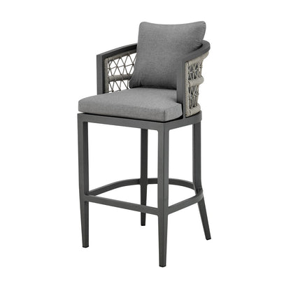 40" Gray Metal Outdoor Bar Height chair with Footrest HomeRoots