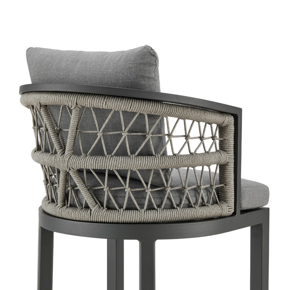 40" Gray Metal Outdoor Bar Height chair with Footrest HomeRoots