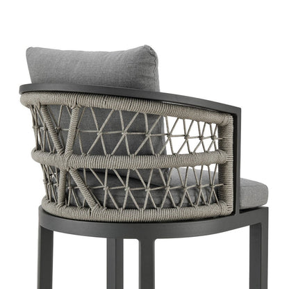 40" Gray Metal Outdoor Bar Height chair with Footrest HomeRoots