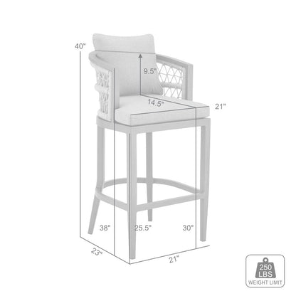 40" Gray Metal Outdoor Bar Height chair with Footrest HomeRoots