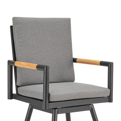 48" Dark Gray Metal Swivel Outdoor Bar Height chair with Footrest HomeRoots