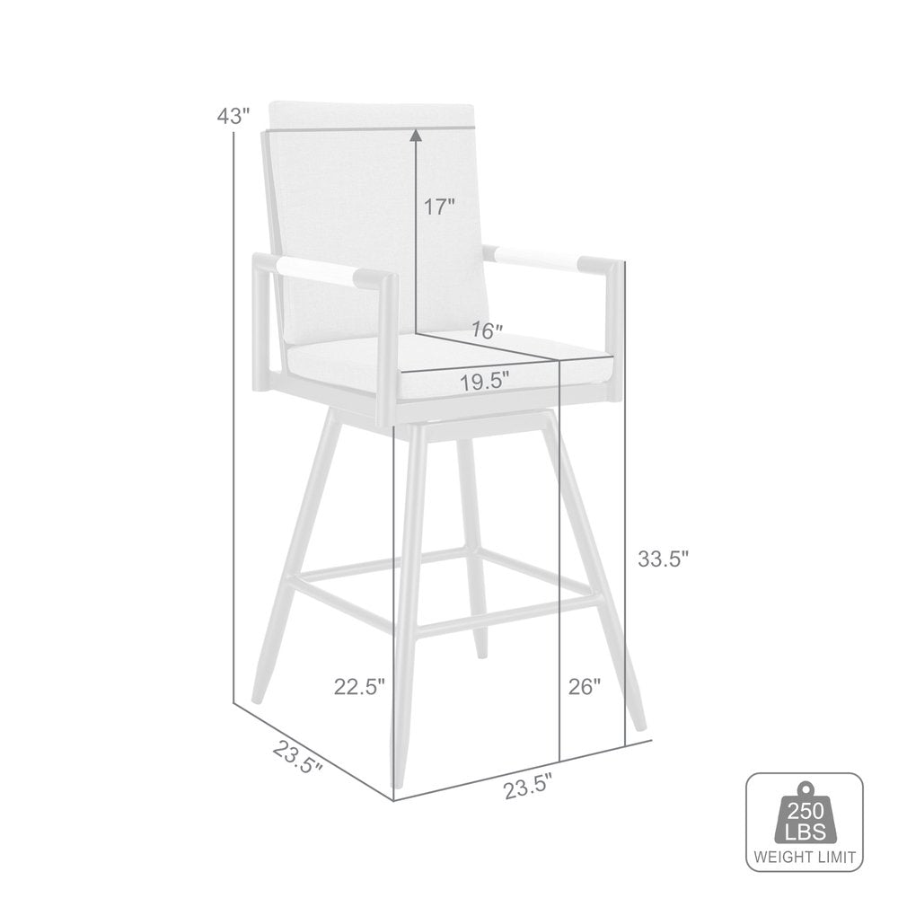 43" Light Gray Metal Swivel Outdoor Counter Height Bar chair with Footrest HomeRoots
