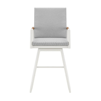 48" Light Gray Metal Swivel Outdoor Bar Height chair with Footrest HomeRoots