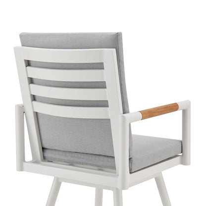 48" Light Gray Metal Swivel Outdoor Bar Height chair with Footrest HomeRoots