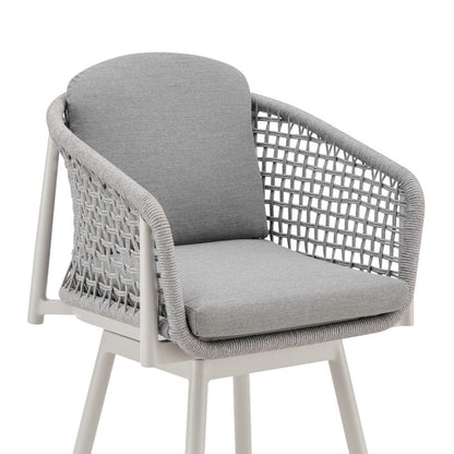 44" Light Gray Metal Swivel Outdoor Bar Height chair with Footrest HomeRoots