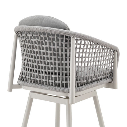 44" Light Gray Metal Swivel Outdoor Bar Height chair with Footrest HomeRoots
