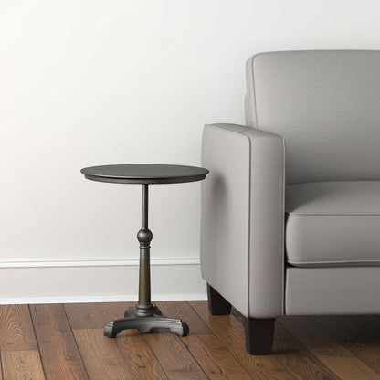 30" Brown Iron Round Pedestal End Table HomeRoots