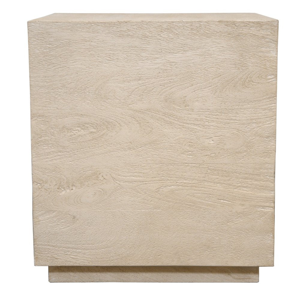 20" Natural Distressed Solid Wood Square Block End Table HomeRoots