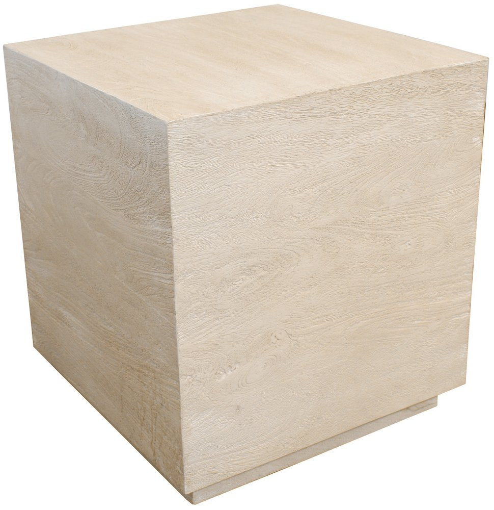 20" Natural Distressed Solid Wood Square Block End Table HomeRoots