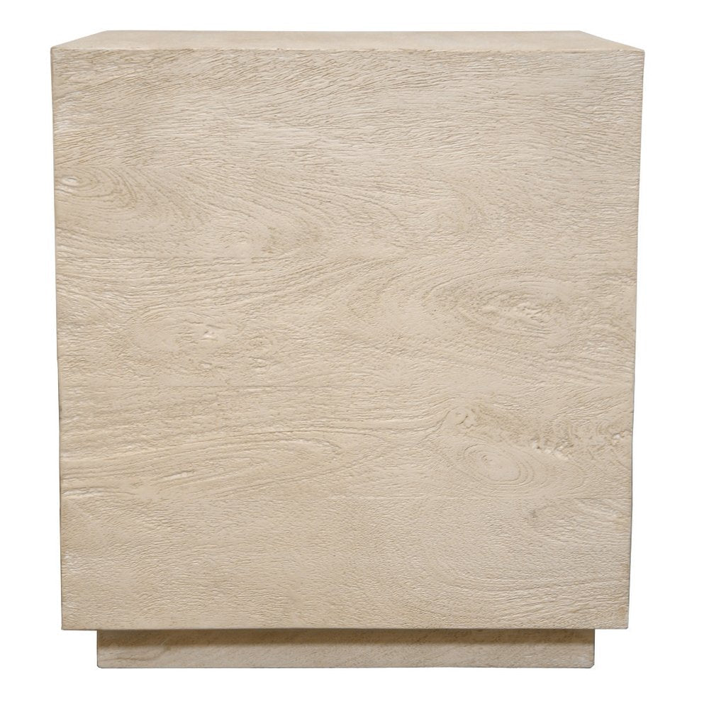 20" Natural Distressed Solid Wood Square Block End Table HomeRoots