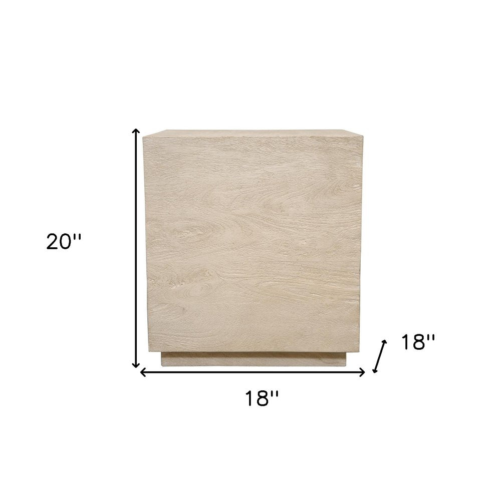 20" Natural Distressed Solid Wood Square Block End Table HomeRoots