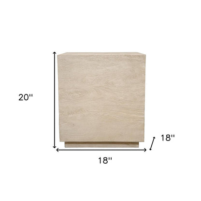 20" Natural Distressed Solid Wood Square Block End Table HomeRoots