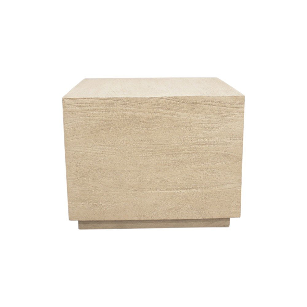 16" Natural Distressed Solid Wood Square Block End Table HomeRoots