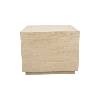 16" Natural Distressed Solid Wood Square Block End Table HomeRoots