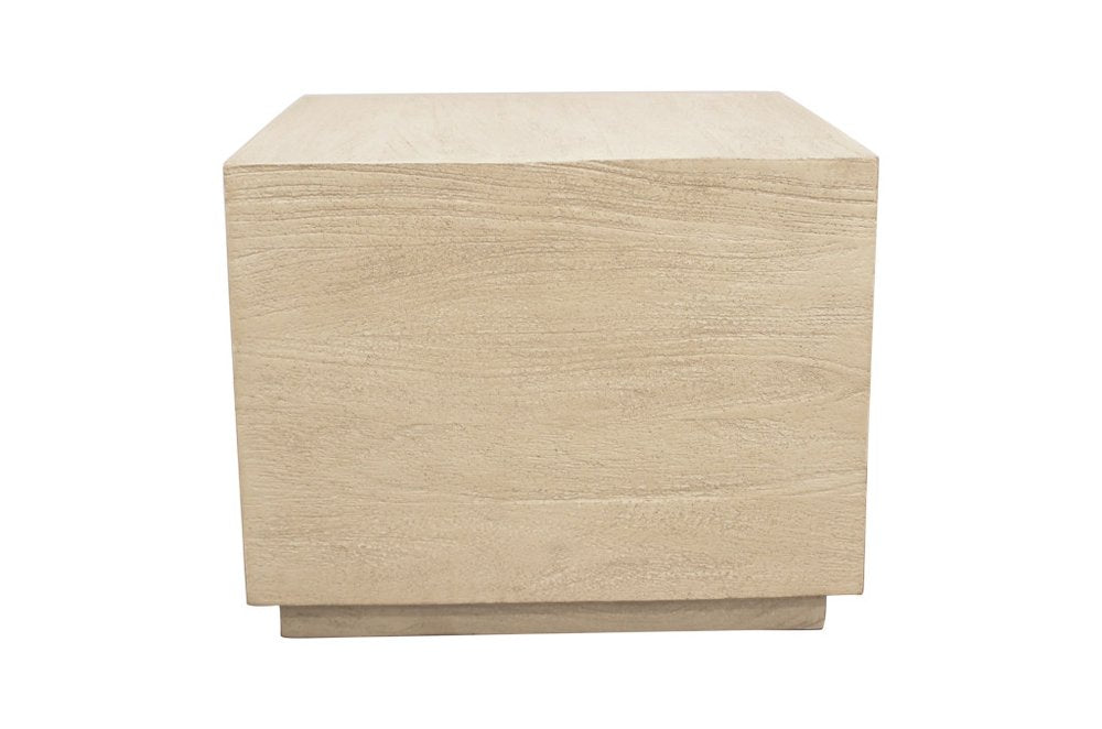 16" Natural Distressed Solid Wood Square Block End Table HomeRoots