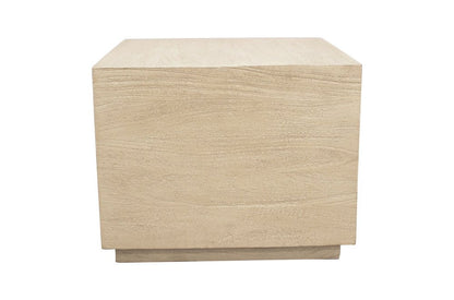 16" Natural Distressed Solid Wood Square Block End Table HomeRoots