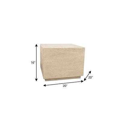 16" Natural Distressed Solid Wood Square Block End Table HomeRoots