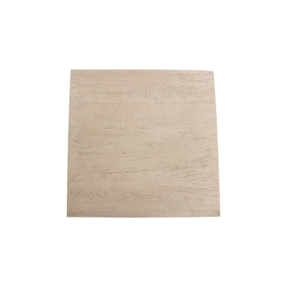 16" Natural Distressed Solid Wood Square Block End Table — view 1
