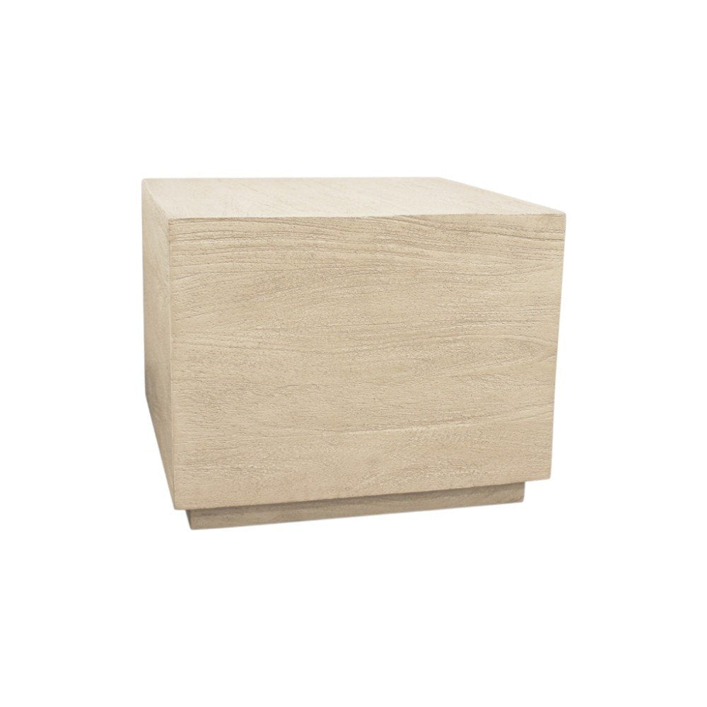 16" Natural Distressed Solid Wood Square Block End Table HomeRoots