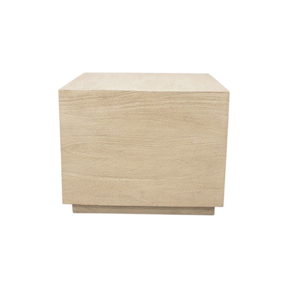 16" Natural Distressed Solid Wood Square Block End Table — view 3