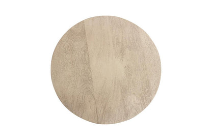 20" Natural Distressed Solid Wood Round Drum End Table