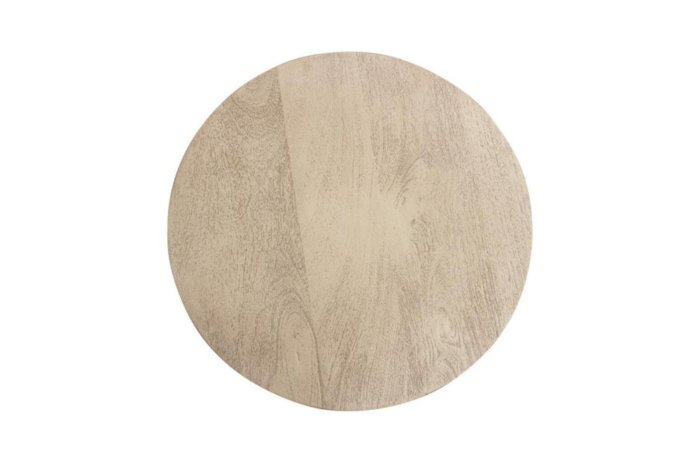 20" Natural Distressed Solid Wood Round Drum End Table — view 5
