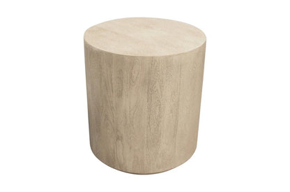 20" Natural Distressed Solid Wood Round Drum End Table HomeRoots