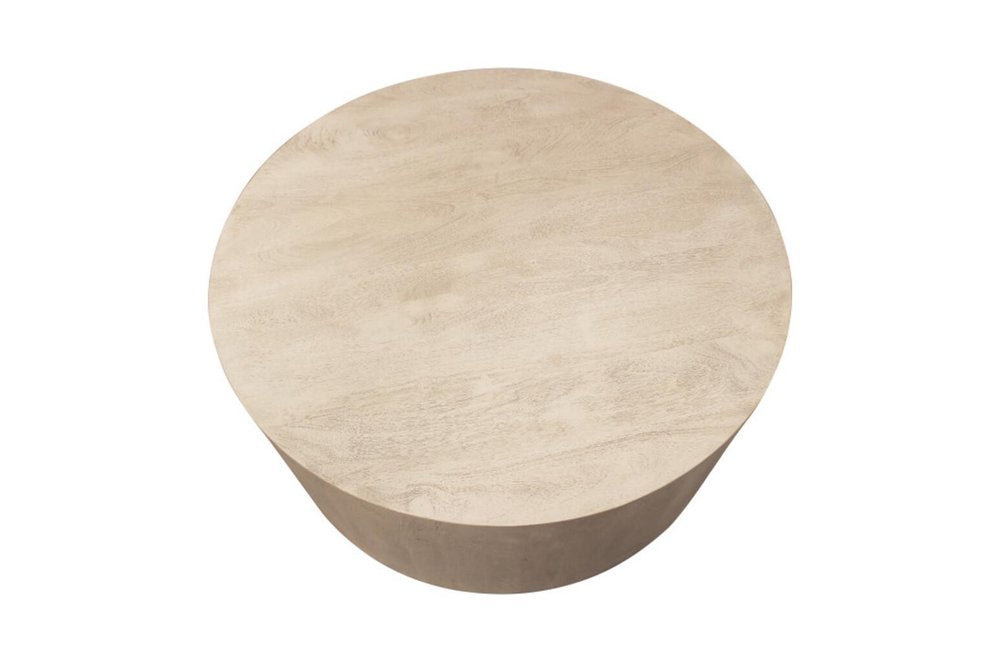 20" Natural Distressed Solid Wood Round Drum End Table — view 4