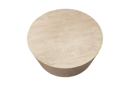 20" Natural Distressed Solid Wood Round Drum End Table