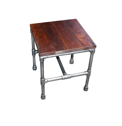 16" Brown and Silver Distressed Solid Wood and Iron Square End Table HomeRoots