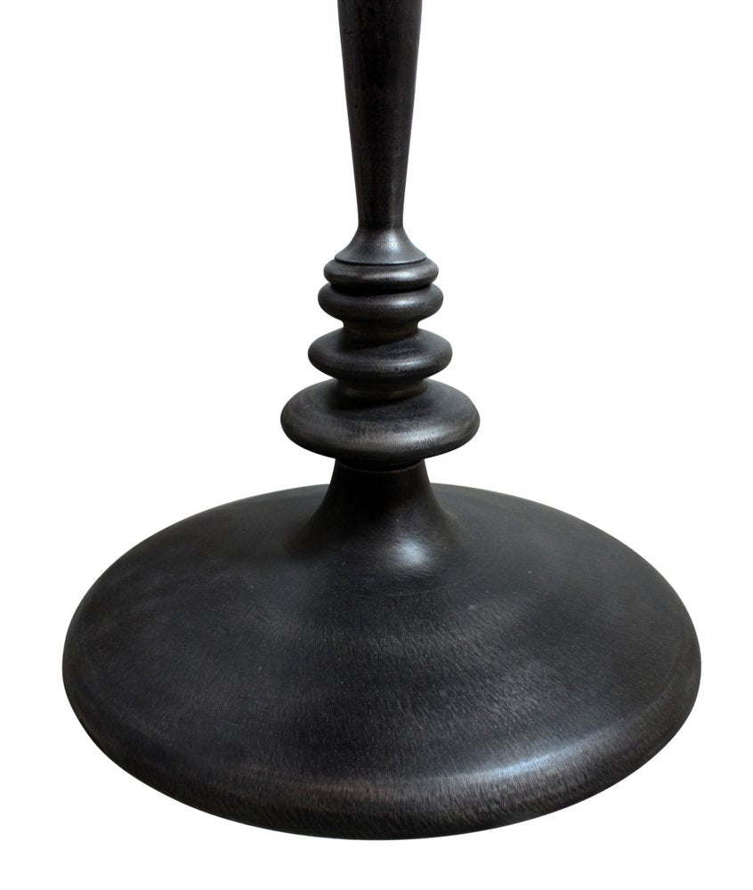 21" Natural and Black Distressed Solid Wood and Iron Round Pedestal End Table — view 4