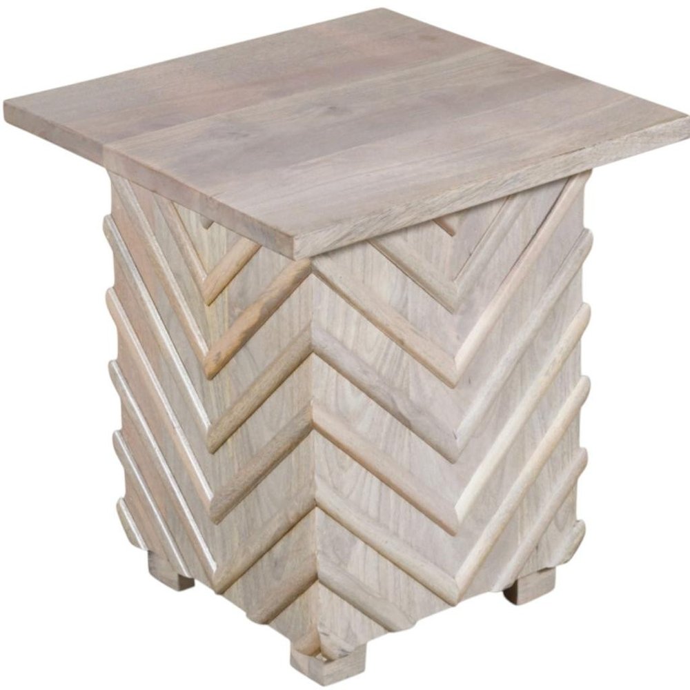 24" White Distressed Solid Wood Square End Table HomeRoots
