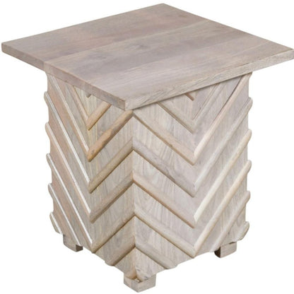 24" White Distressed Solid Wood Square End Table HomeRoots