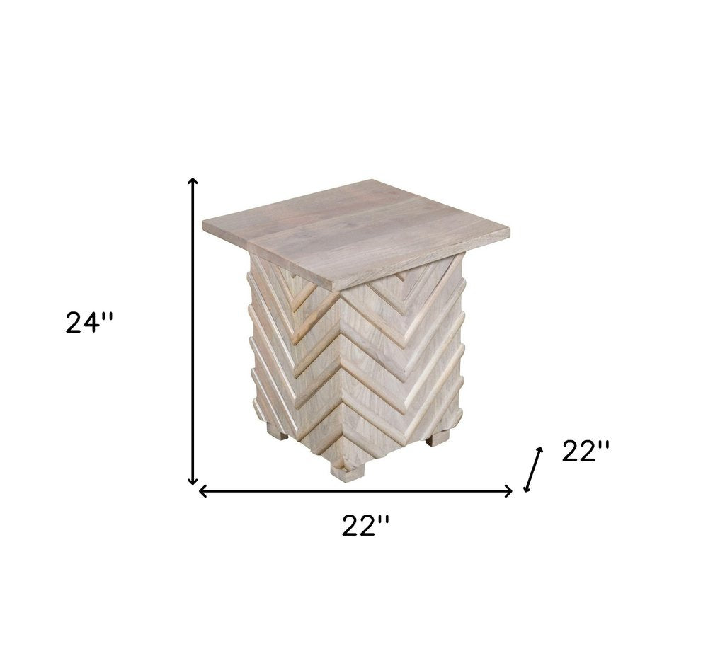 24" White Distressed Solid Wood Square End Table HomeRoots