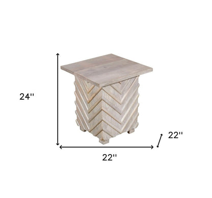 24" White Distressed Solid Wood Square End Table HomeRoots