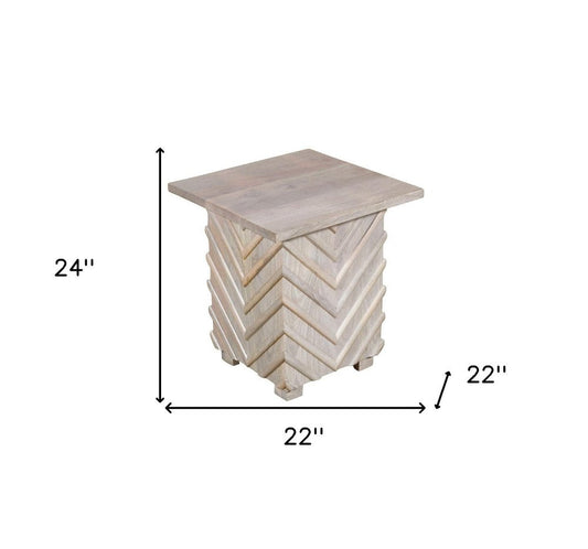24" White Distressed Solid Wood Square End Table HomeRoots