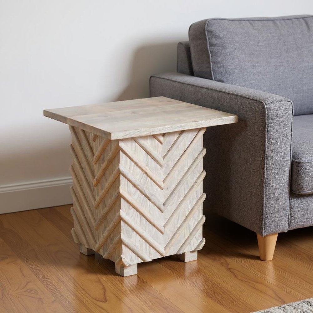 24" White Distressed Solid Wood Square End Table HomeRoots