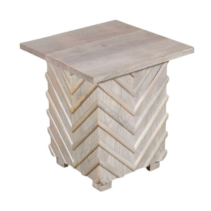 24" White Distressed Solid Wood Square End Table HomeRoots