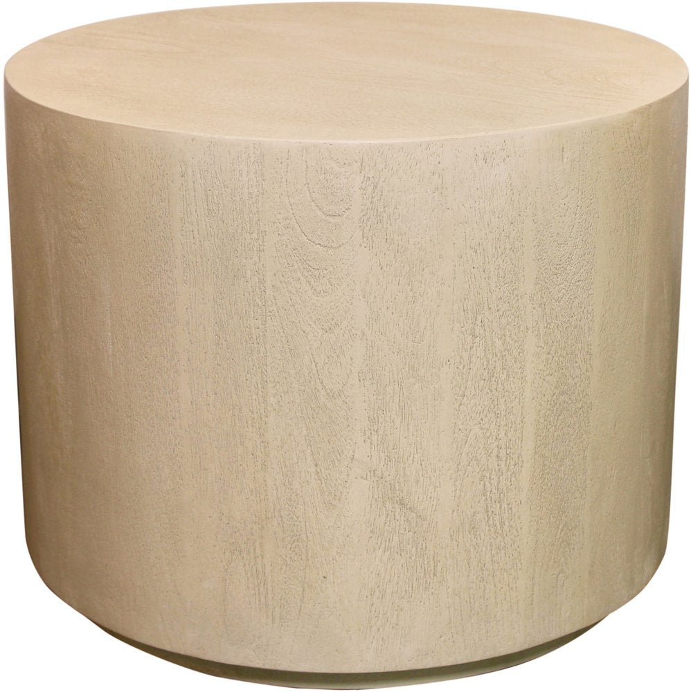 16" Natural Distressed Solid Wood Round End Table — view 2