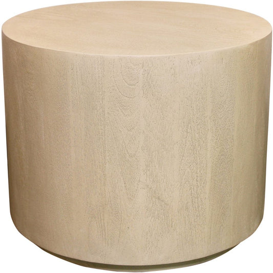 16" Natural Distressed Solid Wood Round End Table