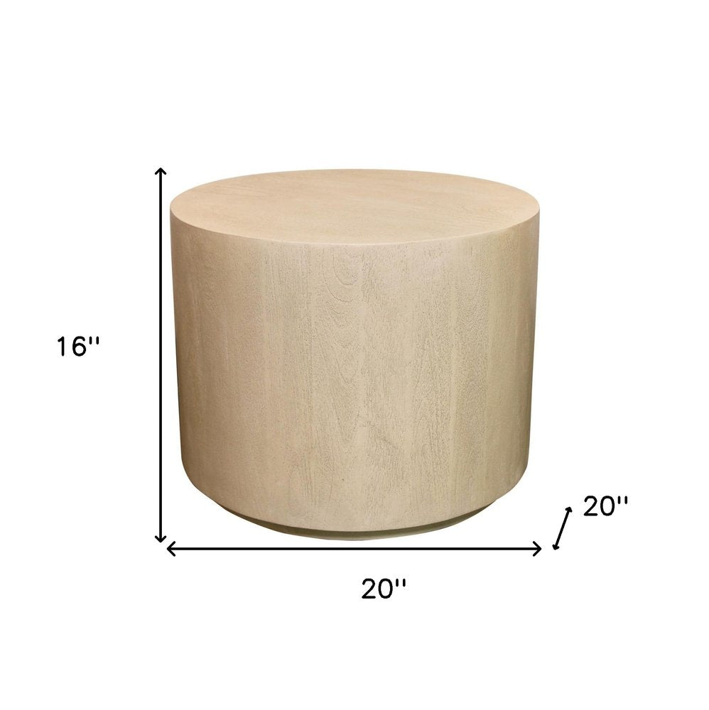 16" Natural Distressed Solid Wood Round End Table HomeRoots
