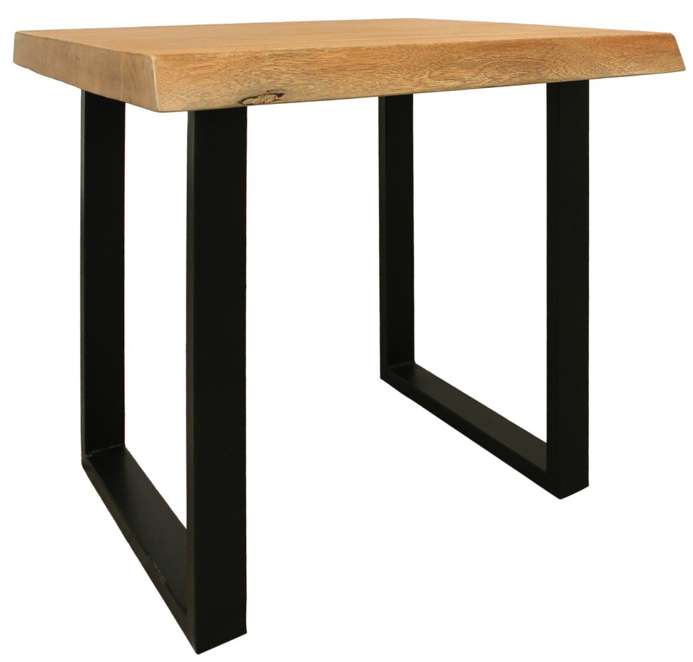 24" Black And Natural Distressed Solid Wood And Iron Square End Table HomeRoots