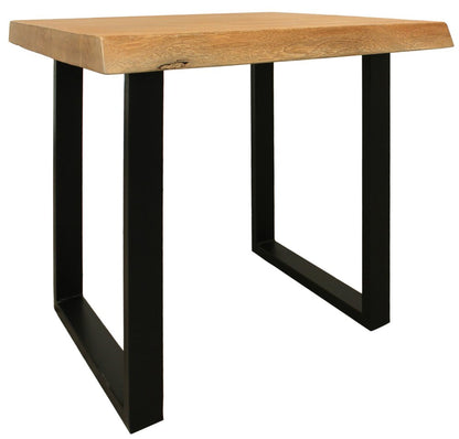 24" Black And Natural Distressed Solid Wood And Iron Square End Table HomeRoots