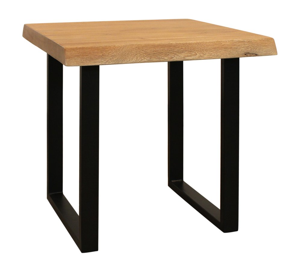 24" Black And Natural Distressed Solid Wood And Iron Square End Table HomeRoots